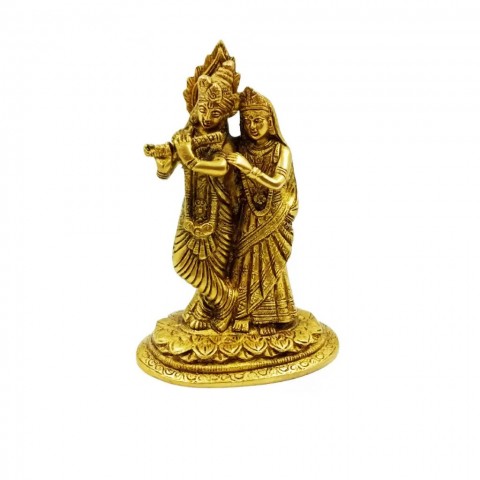 Handcrafted pure brass Idol/Murti of Radha Kishan. Murti Size: Height 7.5 inches.