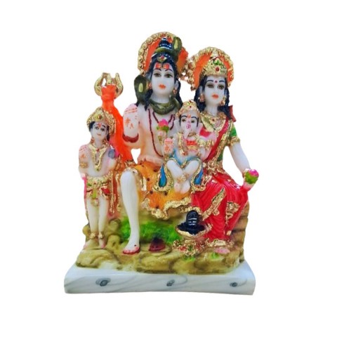 Shiv Parivar Ji Murti to beautify your mandir, multi Coloured handcrafted idol made of marble. Size: 8 inch’s height
