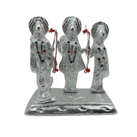 Handcrafted pure white metal Idol/Murti of Ram Darbar. Murti Size: Height: 7 Inches.