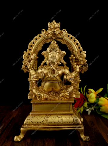 Brass Music Ganesha Idol - Manjira