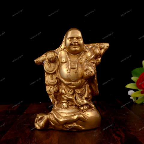 Brass Laughing Buddha Idol