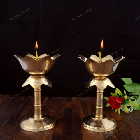 Brass Kamal Diya - Set of 2