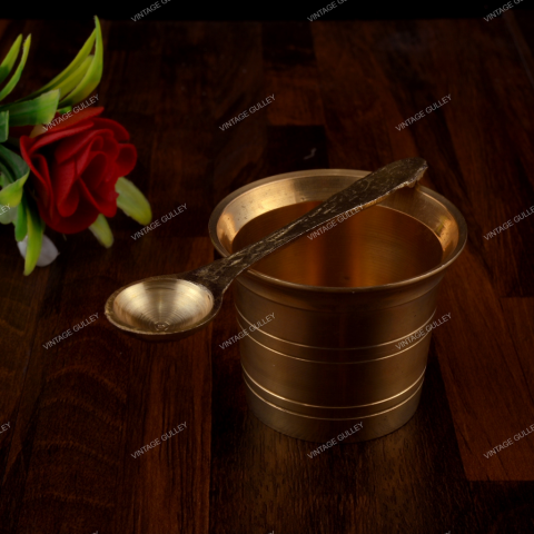 Brass Pooja Charnamrit Set for Temple Use & Pooja Purpose