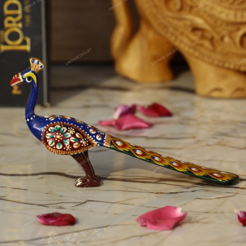 Metal Meenakari Peacock - Medium