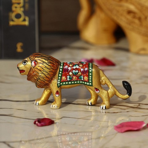 Metal Meenakari Lion - Small