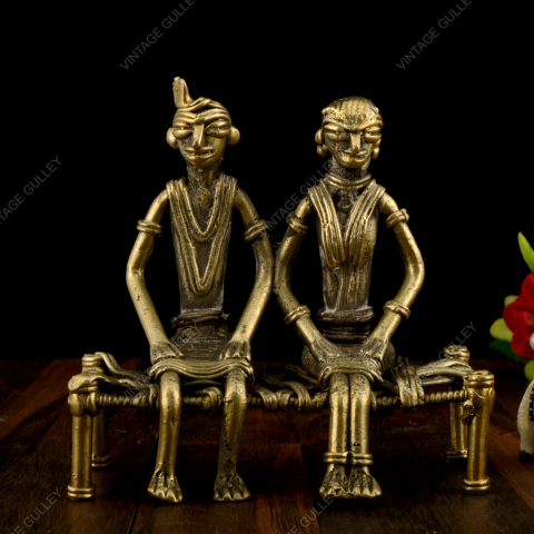 Brass Dhokra Golden Couple