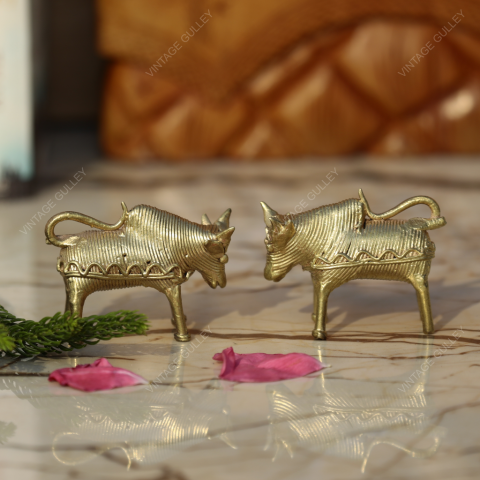 Brass Dhokra Bull - Set of 2