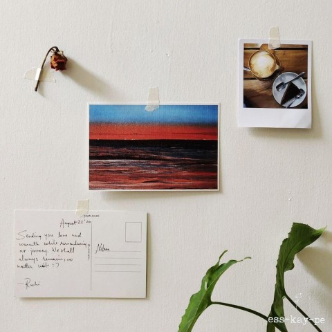 (sun)Sets on the Beach Postcard - Hand Painted, Written