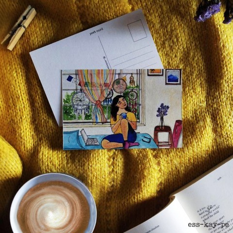 Calm Before The Chaos Postcard - Hand Painted, Written