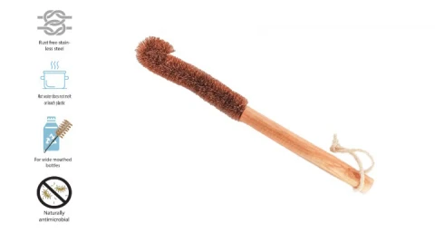PREMIUM BOTTLE CLEANING  BRUSH
(Made with Coconut Coir & Wood) (Plastic-Free) (Eco-Friendly)