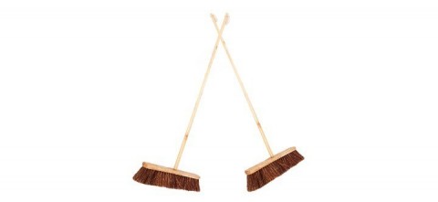 BRUSH BROOM FOR OUTDOOR - WITH HANDLE - 18 INCH(Made with Coconut Coir & Wood) (Plastic-Free) (Eco-Friendly)