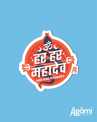 Har Har Mahadev - Orange | Laptop & Mobile Stickers
