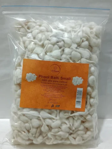 D Viswa Phool Vati/Batti/Deepam Vattulu/Diya Jyot Rui Batti/Cotton Wick - Small 1000 PC Pure Cotton