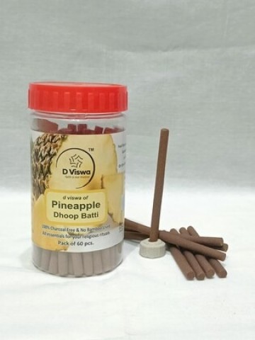 D Viswa Pineapple Dhoop Stick 3.5 INCH (60 PC) Set of 1 I 100% Charcoal Free & NO Bamboo Used