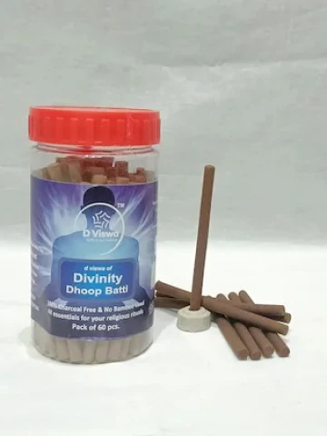 D Viswa Divinity Dhoop Stick 3.5 INCH (60 PC) Set of 1 I 100% Charcoal Free & NO Bamboo Used