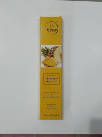 D Viswa Pineapple Agarbatti (Pack of 10, 15 PC Each) I 100% Charcoal Free