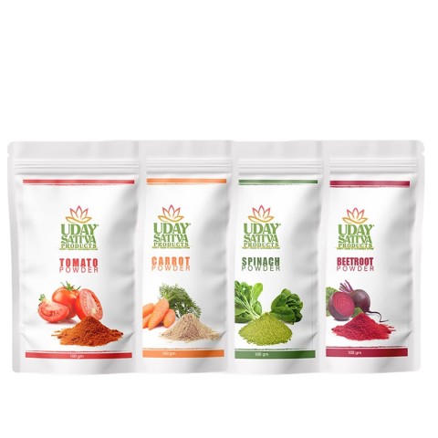 Uday Sattva Detox Kart Combo | Spinach, Beetroot, Tomato & Carrot Vegetable Powders (100g Each) | Supports Immunity, Energy, Detox & Overall Wellness | Perfect for Juicing, Smoothies, Soups &