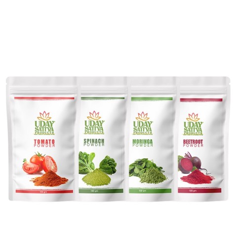 Uday Sattva Superfood Essentials Combo | Moringa, Beetroot, Spinach & Tomato Powders (100g Each) | Naturally Rich in Nutrients, Iron, Antioxidants & Vitamins | Ideal for Daily Health, Detox, 